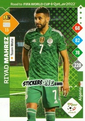 Sticker Riyad Mahrez - Road to FIFA World Cup Qatar 2022. Adrenalyn XL n. 15 - Panini
