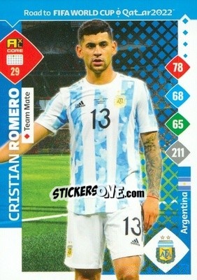 Sticker Cristian Romero - Road to FIFA World Cup Qatar 2022. Adrenalyn XL n. 29 - Panini
