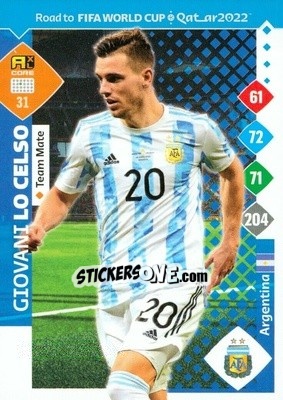 Sticker Giovani Lo Celso - Road to FIFA World Cup Qatar 2022. Adrenalyn XL n. 31 - Panini