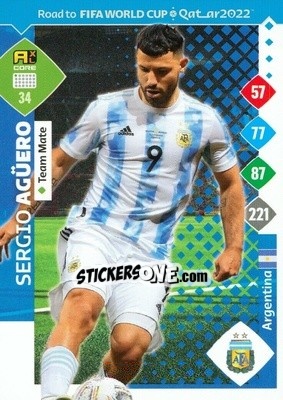 Sticker Sergio Agüero - Road to FIFA World Cup Qatar 2022. Adrenalyn XL n. 34 - Panini
