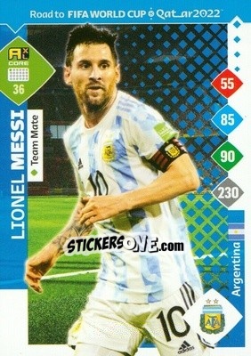 Sticker Lionel Messi - Road to FIFA World Cup Qatar 2022. Adrenalyn XL n. 36 - Panini