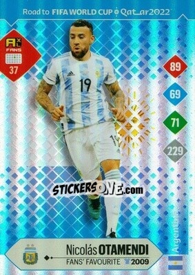 Sticker Nicolás Otamendi - Road to FIFA World Cup Qatar 2022. Adrenalyn XL n. 37 - Panini
