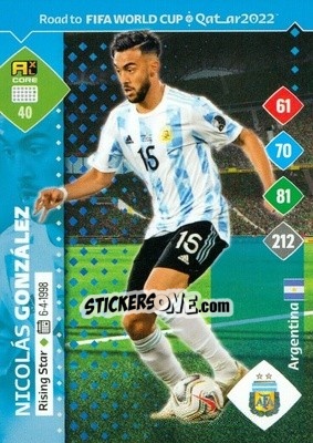 Sticker Nicolás González - Road to FIFA World Cup Qatar 2022. Adrenalyn XL n. 40 - Panini