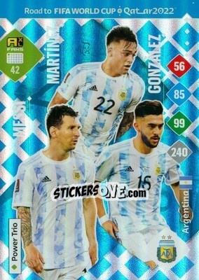 Sticker Messi / Martínez / González - Road to FIFA World Cup Qatar 2022. Adrenalyn XL n. 42 - Panini