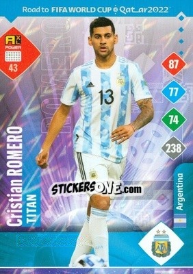 Sticker Cristian Romero - Road to FIFA World Cup Qatar 2022. Adrenalyn XL n. 43 - Panini