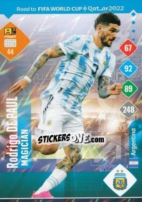 Sticker Rodrigo De Paul - Road to FIFA World Cup Qatar 2022. Adrenalyn XL n. 44 - Panini