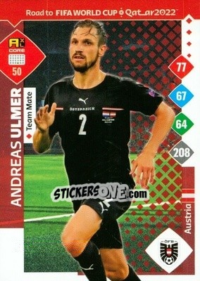 Sticker Andreas Ulmer - Road to FIFA World Cup Qatar 2022. Adrenalyn XL n. 50 - Panini