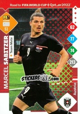 Sticker Marcel Sabitzer - Road to FIFA World Cup Qatar 2022. Adrenalyn XL n. 51 - Panini