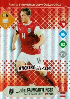 Sticker Julian Baumgartlinger - Road to FIFA World Cup Qatar 2022. Adrenalyn XL n. 56 - Panini