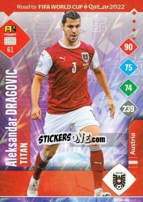 Sticker Aleksandar Dragovic - Road to FIFA World Cup Qatar 2022. Adrenalyn XL n. 61 - Panini