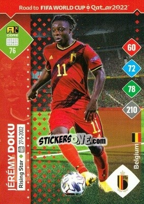 Sticker Jérémy Doku - Road to FIFA World Cup Qatar 2022. Adrenalyn XL n. 76 - Panini