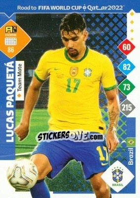 Sticker Lucas Paquetá - Road to FIFA World Cup Qatar 2022. Adrenalyn XL n. 86 - Panini
