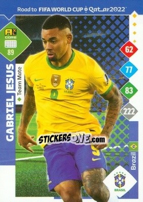 Sticker Gabriel Jesus - Road to FIFA World Cup Qatar 2022. Adrenalyn XL n. 89 - Panini