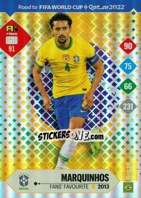 Sticker Marquinhos - Road to FIFA World Cup Qatar 2022. Adrenalyn XL n. 91 - Panini
