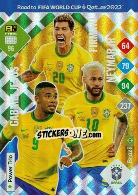 Sticker Gabriel Jesus / Firmino / Neymar Jr - Road to FIFA World Cup Qatar 2022. Adrenalyn XL n. 96 - Panini