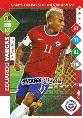Sticker Eduardo Vargas - Road to FIFA World Cup Qatar 2022. Adrenalyn XL n. 108 - Panini