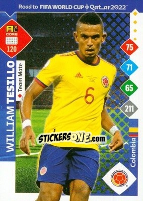 Sticker William Tesillo - Road to FIFA World Cup Qatar 2022. Adrenalyn XL - Panini