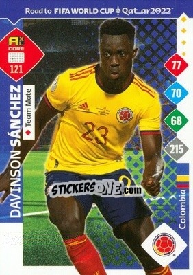 Sticker Davinson Sánchez - Road to FIFA World Cup Qatar 2022. Adrenalyn XL n. 121 - Panini