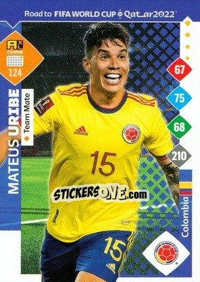 Sticker Mateus Uribe - Road to FIFA World Cup Qatar 2022. Adrenalyn XL n. 124 - Panini