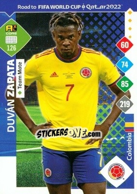 Figurina Duván Zapata - Road to FIFA World Cup Qatar 2022. Adrenalyn XL - Panini
