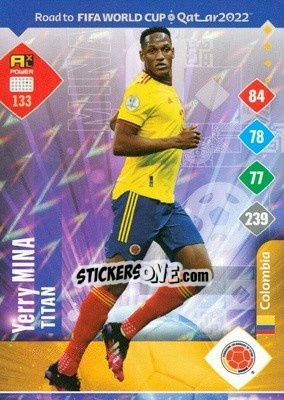 Sticker Yerry Mina - Road to FIFA World Cup Qatar 2022. Adrenalyn XL n. 133 - Panini