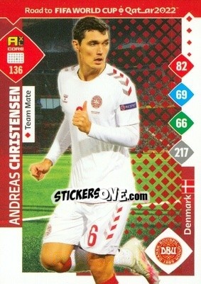 Sticker Andreas Christensen - Road to FIFA World Cup Qatar 2022. Adrenalyn XL n. 136 - Panini