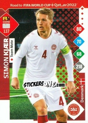 Figurina Simon Kjær - Road to FIFA World Cup Qatar 2022. Adrenalyn XL - Panini