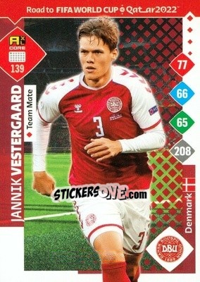 Sticker Jannik Vestergaard - Road to FIFA World Cup Qatar 2022. Adrenalyn XL n. 139 - Panini