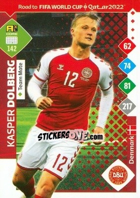 Sticker Kasper Dolberg - Road to FIFA World Cup Qatar 2022. Adrenalyn XL n. 142 - Panini
