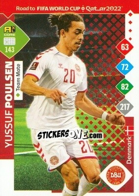 Sticker Yussuf Poulsen - Road to FIFA World Cup Qatar 2022. Adrenalyn XL n. 143 - Panini