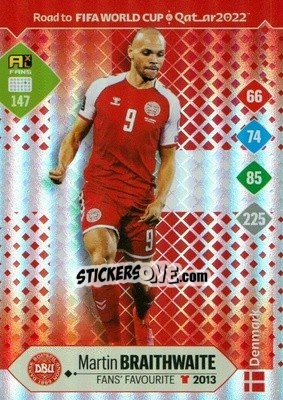 Sticker Martin Braithwaite - Road to FIFA World Cup Qatar 2022. Adrenalyn XL n. 147 - Panini