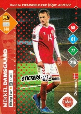 Sticker Mikkel Damsgaard - Road to FIFA World Cup Qatar 2022. Adrenalyn XL n. 148 - Panini