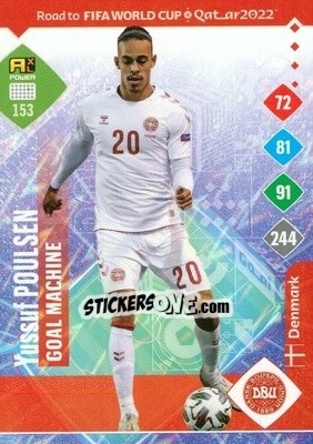 Sticker Yussuf Poulsen - Road to FIFA World Cup Qatar 2022. Adrenalyn XL - Panini