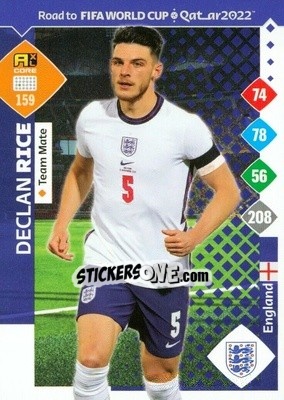 Sticker Declan Rice - Road to FIFA World Cup Qatar 2022. Adrenalyn XL n. 159 - Panini