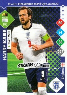 Sticker Harry Kane - Road to FIFA World Cup Qatar 2022. Adrenalyn XL n. 160 - Panini