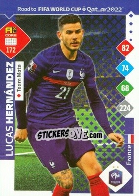 Sticker Lucas Hernández - Road to FIFA World Cup Qatar 2022. Adrenalyn XL n. 172 - Panini