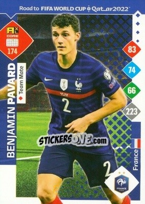 Sticker Benjamin Pavard - Road to FIFA World Cup Qatar 2022. Adrenalyn XL n. 174 - Panini
