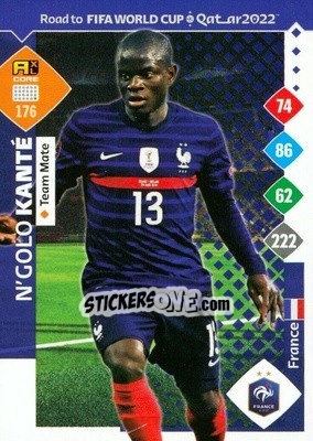 Sticker N'Golo Kanté - Road to FIFA World Cup Qatar 2022. Adrenalyn XL n. 176 - Panini