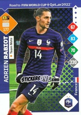 Sticker Adrien Rabiot - Road to FIFA World Cup Qatar 2022. Adrenalyn XL n. 177 - Panini
