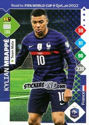 Sticker Kylian Mbappé - Road to FIFA World Cup Qatar 2022. Adrenalyn XL n. 180 - Panini