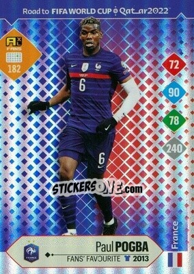 Sticker Paul Pogba - Road to FIFA World Cup Qatar 2022. Adrenalyn XL n. 182 - Panini