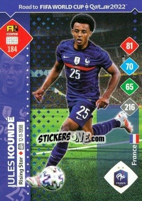 Sticker Jules Koundé - Road to FIFA World Cup Qatar 2022. Adrenalyn XL n. 184 - Panini