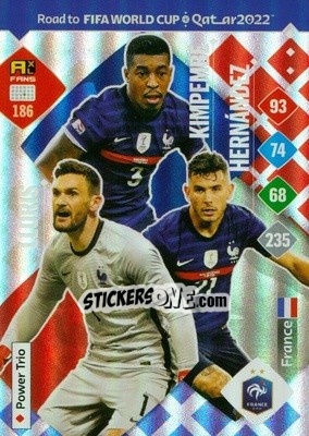 Sticker Lloris / Kimpembe / Hernández - Road to FIFA World Cup Qatar 2022. Adrenalyn XL n. 186 - Panini