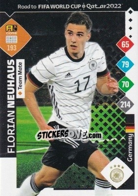 Sticker Florian Neuhaus - Road to FIFA World Cup Qatar 2022. Adrenalyn XL n. 193 - Panini