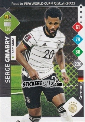 Sticker Serge Gnabry - Road to FIFA World Cup Qatar 2022. Adrenalyn XL n. 196 - Panini