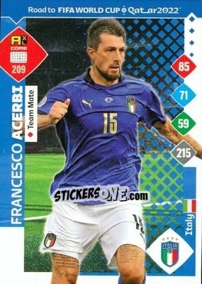 Sticker Francesco Acerbi - Road to FIFA World Cup Qatar 2022. Adrenalyn XL n. 209 - Panini