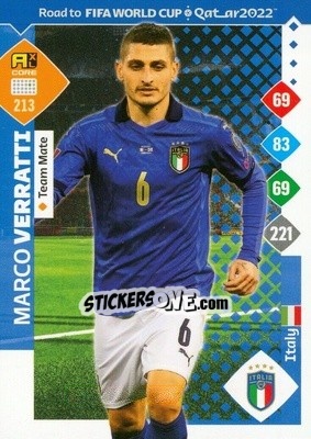 Sticker Marco Verratti - Road to FIFA World Cup Qatar 2022. Adrenalyn XL n. 213 - Panini