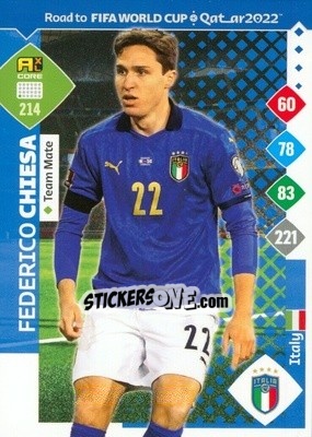 Sticker Federico Chiesa - Road to FIFA World Cup Qatar 2022. Adrenalyn XL n. 214 - Panini
