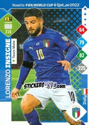 Sticker Lorenzo Insigne - Road to FIFA World Cup Qatar 2022. Adrenalyn XL n. 216 - Panini