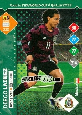 Sticker Diego Lainez - Road to FIFA World Cup Qatar 2022. Adrenalyn XL n. 238 - Panini